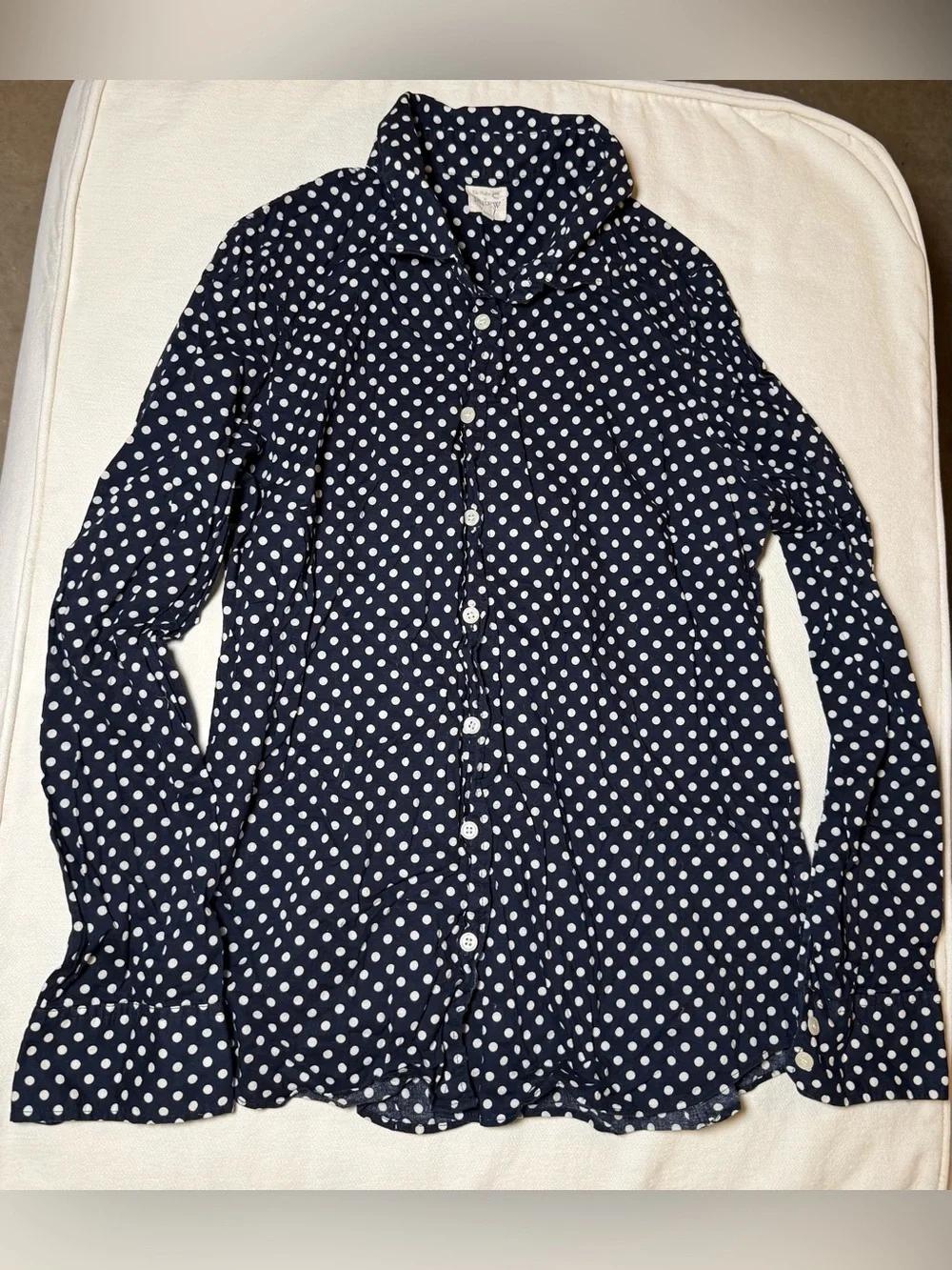 J.Crew Navy Polka Dot Button Down